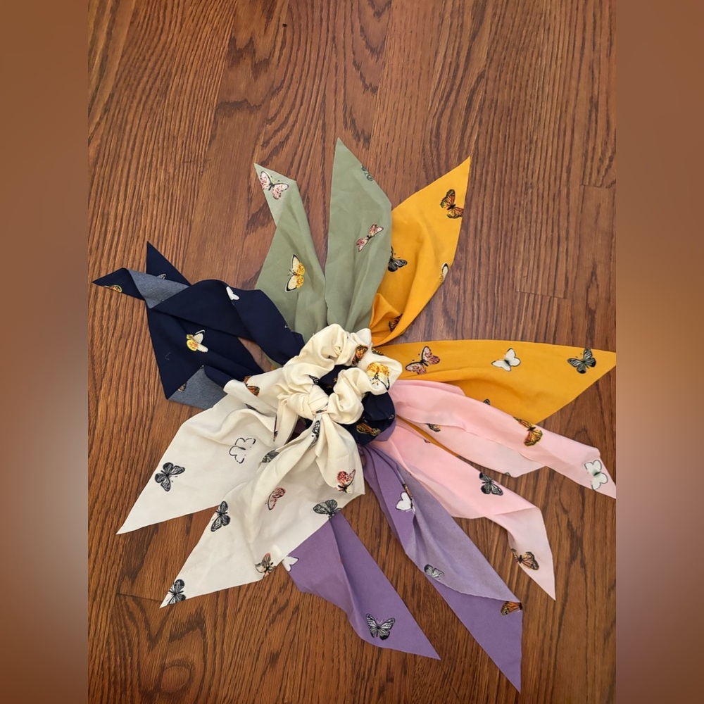 6 Colorful Butterfly Hair Scrunchies Set
